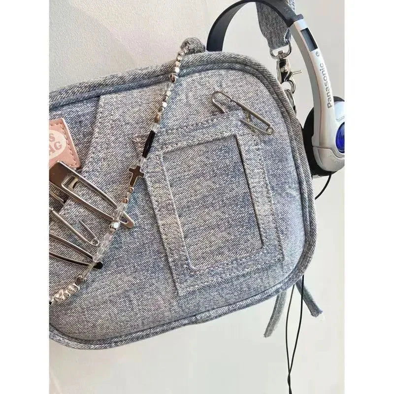 Denim Messenger Handbag — vista posteriore