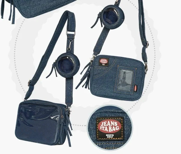 Denim Messenger Handbag — vista frontale