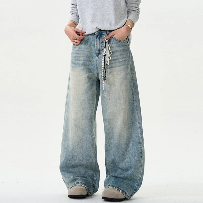 Distressed Wide Leg Baggy Jeans — vista posteriore