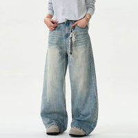 Distressed Wide Leg Baggy Jeans — vista posteriore
