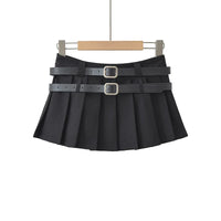 Double Belt Pleated Mini Skirt — vista posteriore