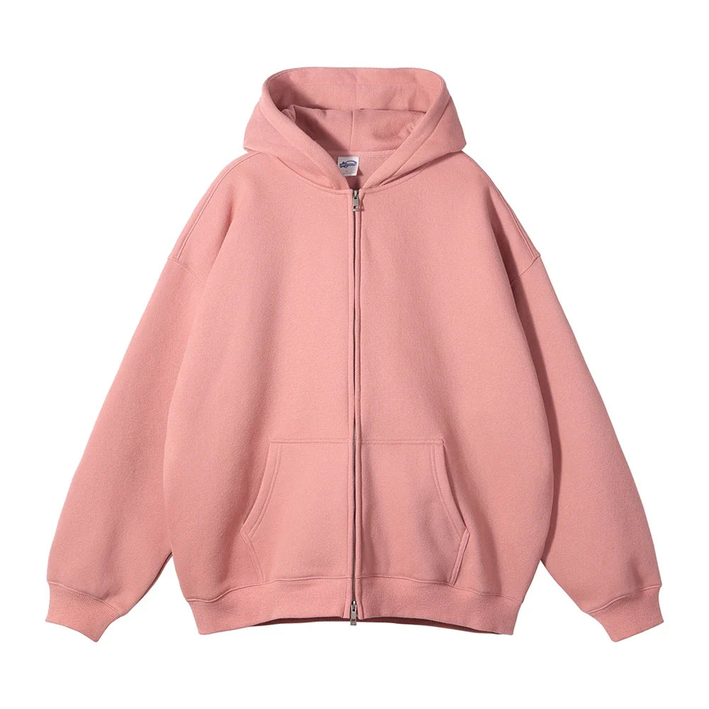 Double Headed Plain Zip Up Hoodie — dettaglio
