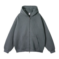Double Headed Plain Zip Up Hoodie — vista laterale