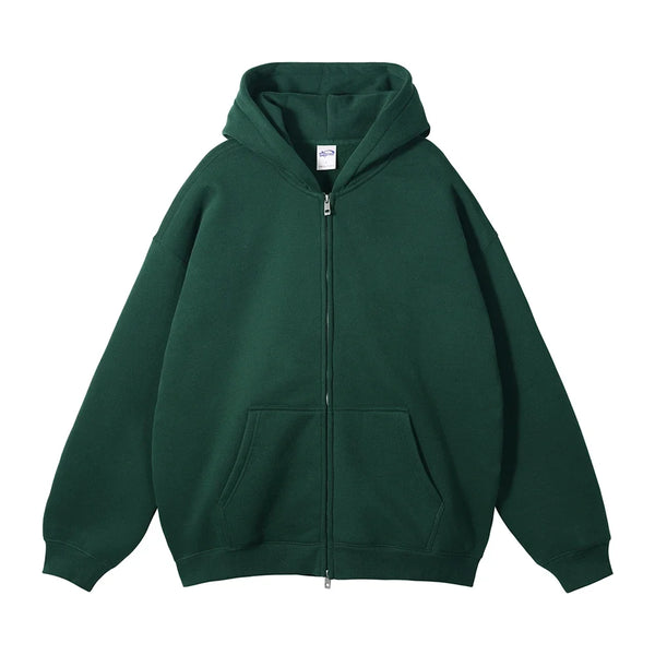 Double Headed Plain Zip Up Hoodie — vista frontale