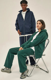 Double Headed Plain Zip Up Hoodie — vista frontale