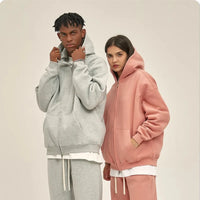 Double Headed Plain Zip Up Hoodie — dettaglio del tessuto