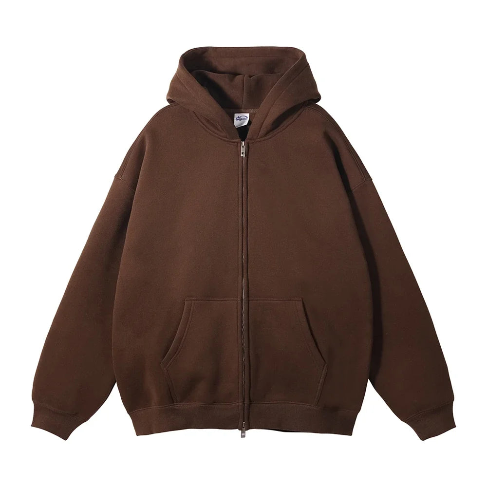Double Headed Plain Zip Up Hoodie — vista completa