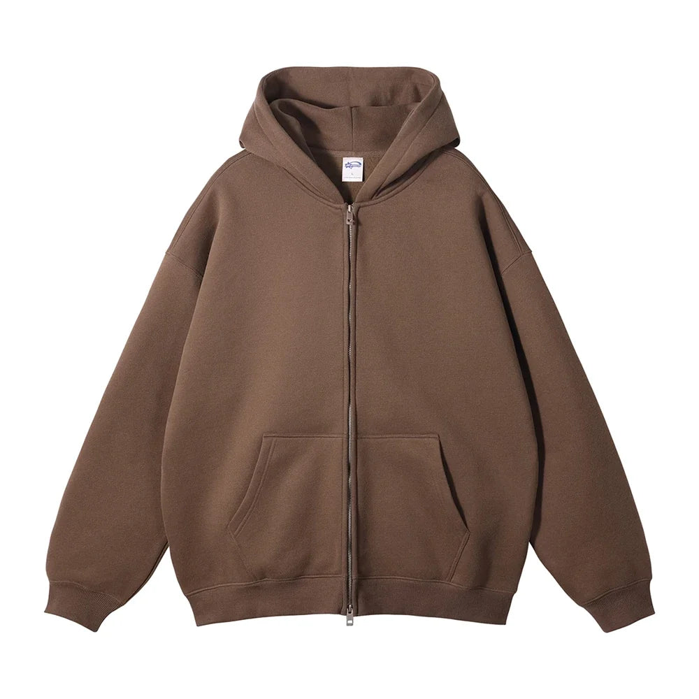 Double Headed Plain Zip Up Hoodie — vista laterale