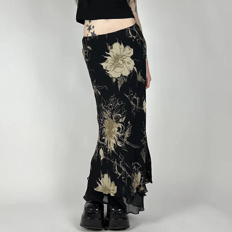 Double Layer Mesh A line Midi Skirt — vista posteriore