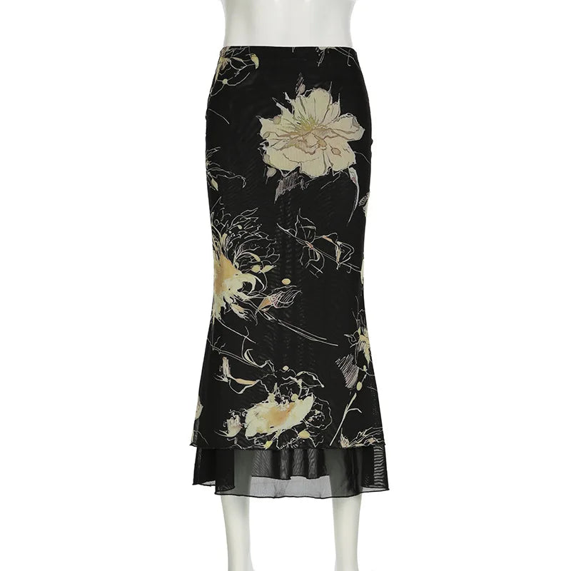 Double Layer Mesh A line Midi Skirt — in alternativa
