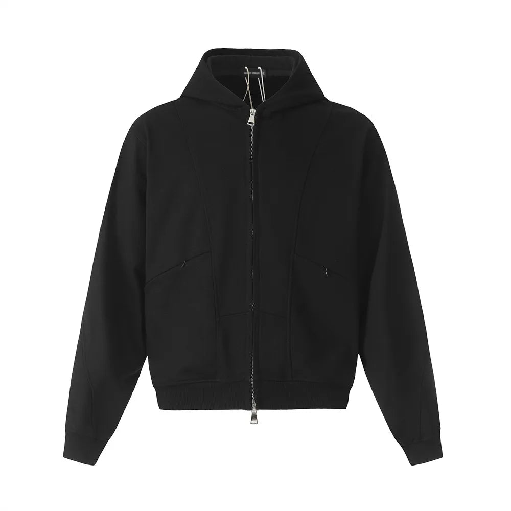 Double Zip Up Panelled Spliced Hoodie — vista posteriore