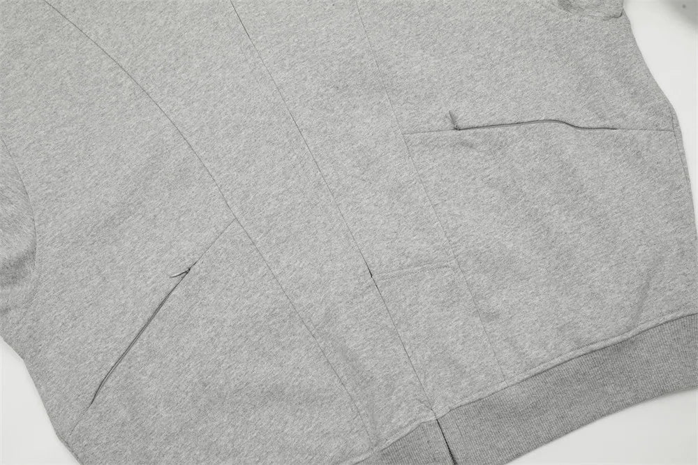 Double Zip Up Panelled Spliced Hoodie — vista frontale