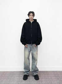 Double Zip Up Panelled Spliced Hoodie — vista laterale