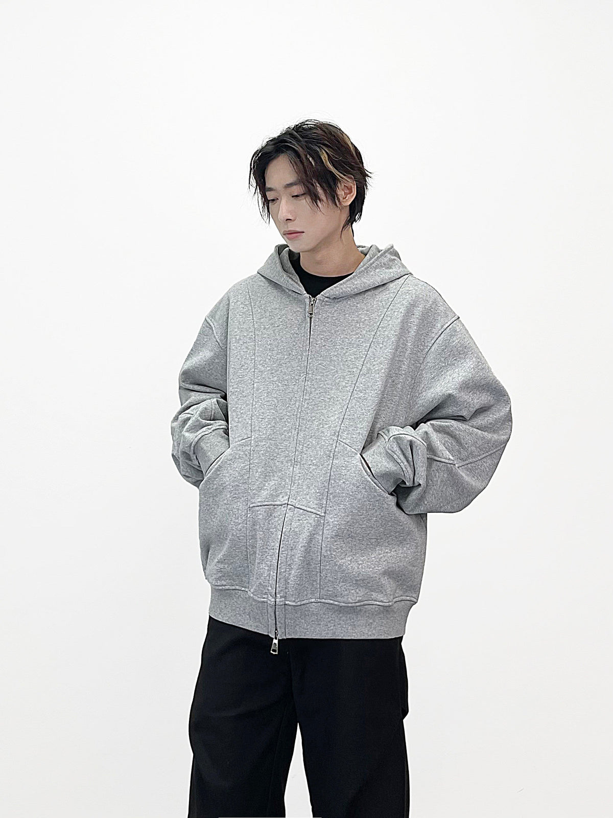 Double Zip Up Panelled Spliced Hoodie — in alternativa