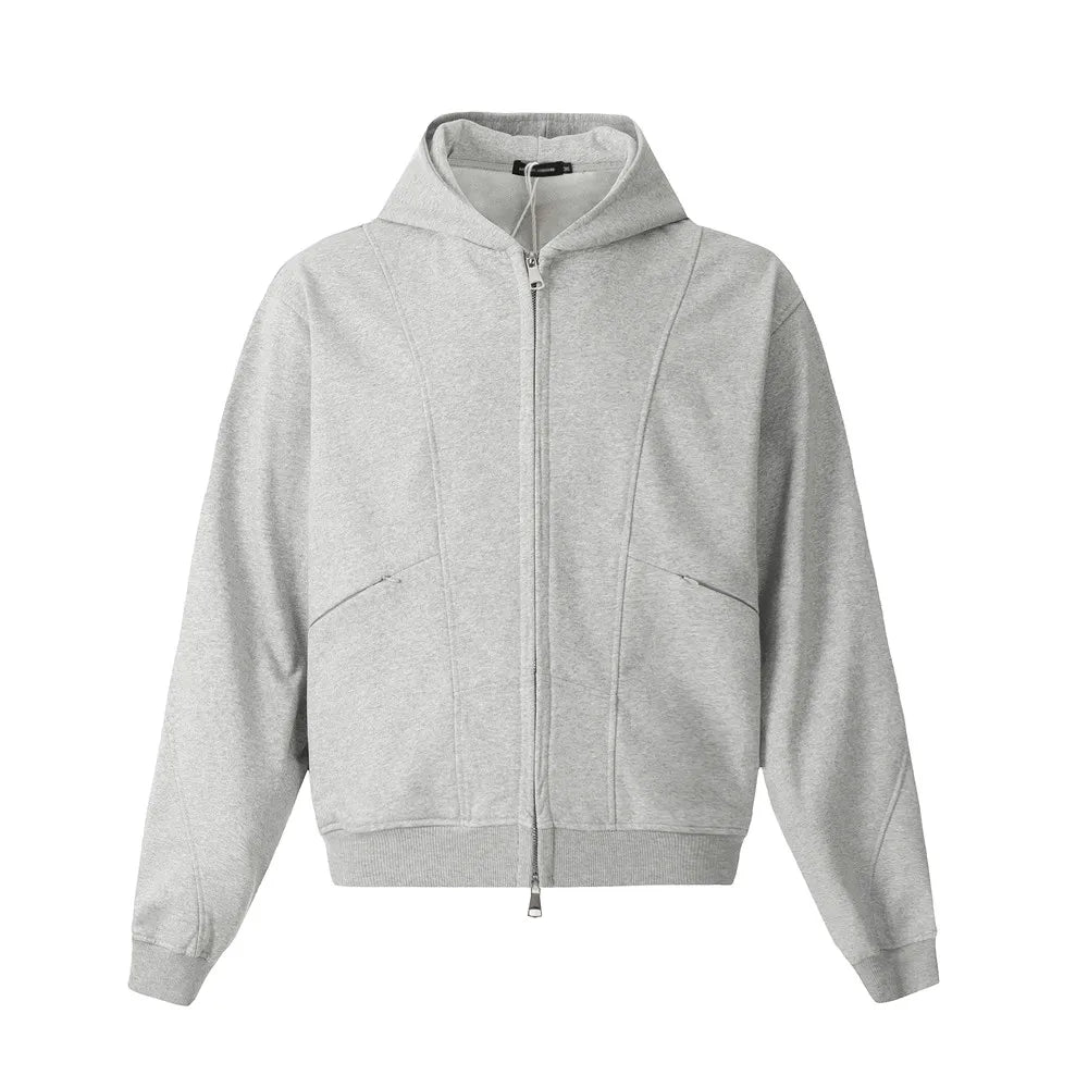 Double Zip Up Panelled Spliced Hoodie — vista frontale