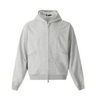 Double Zip Up Panelled Spliced Hoodie — vista frontale