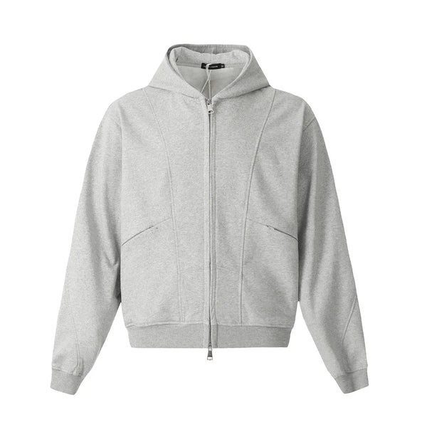 Double Zip Up Panelled Spliced Hoodie — vista frontale