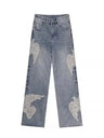 Y2K "Dove Of Peace" Embroidered Baggy Denim Jeans