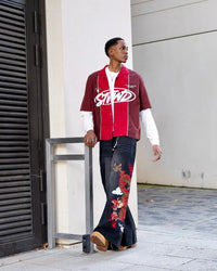 Dragon Graphic Baggy Embroidered Jeans — vista laterale
