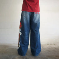 Dragon Graphic Baggy Embroidered Jeans — dettaglio della stampa