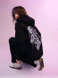 Dragon Serpent Print Black Hoodie — dettaglio della stampa