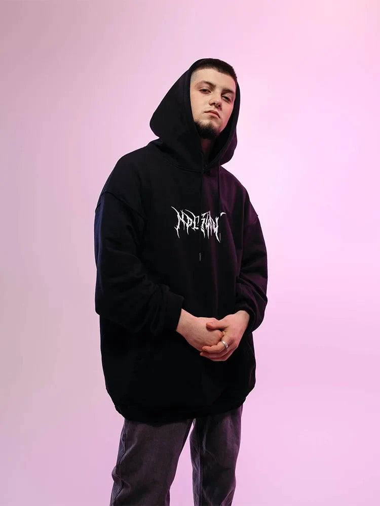 Dragon Serpent Print Black Hoodie — vista posteriore