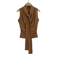 Draped Cowl Tank Top With Scarf — vista posteriore