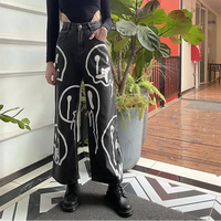 "Dripping Smiles" High Waist Jeans — vista posteriore