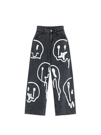 "Dripping Smiles" High Waist Jeans — vista frontale