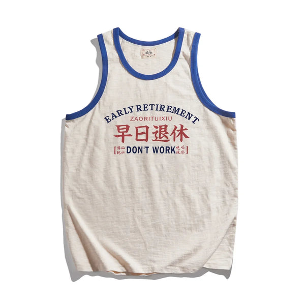 Early Retirement Graphic Tank Top — vista frontale