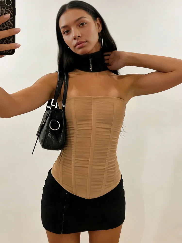 Elegant Corset Bandeau Tube Top — vista laterale