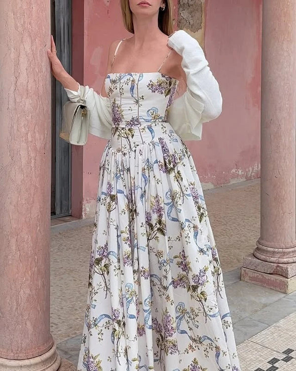 Y2K Elegant Floral Midi Dress