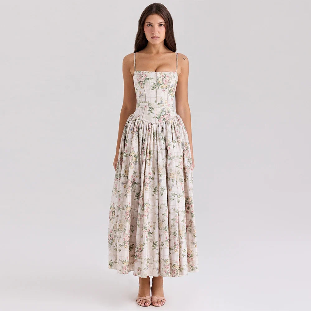 Elegant Floral Midi Dress — dettaglio del tessuto