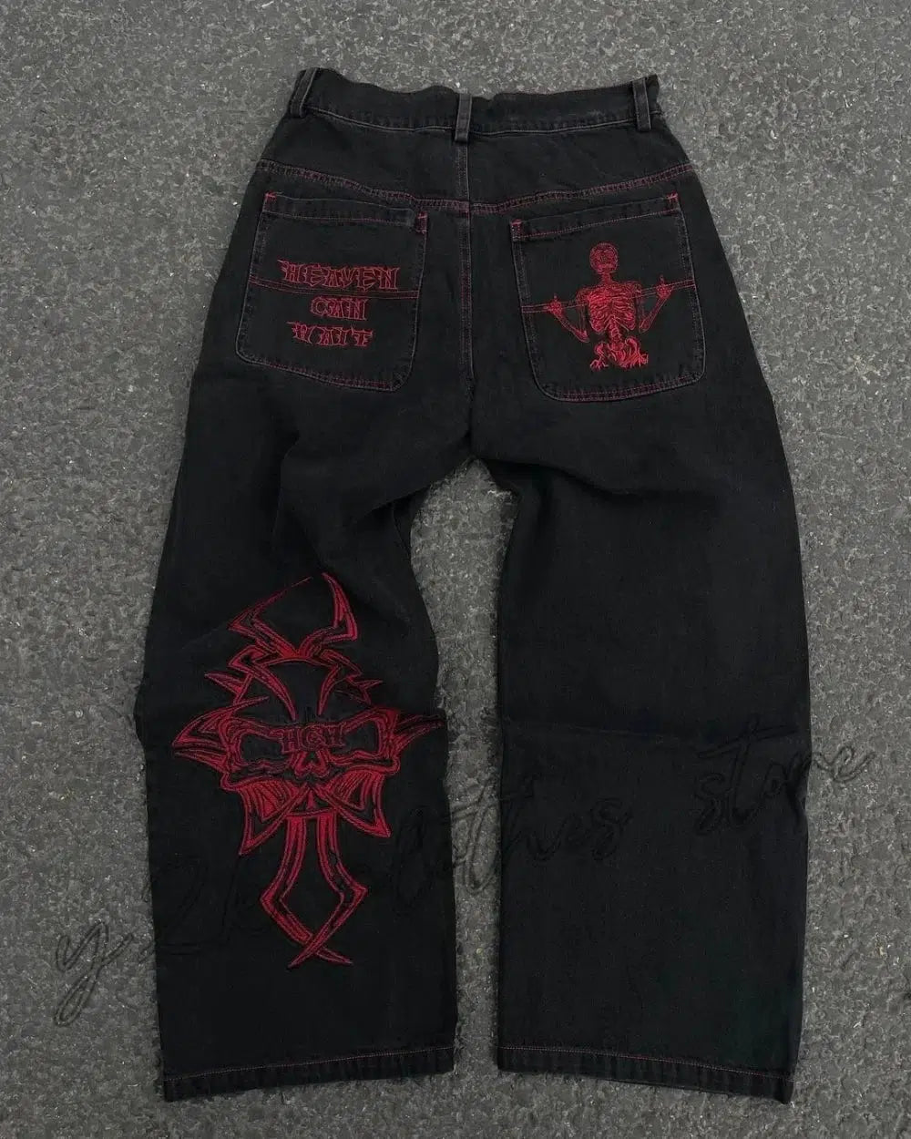 Embroidered Baggy Jeans — vista laterale