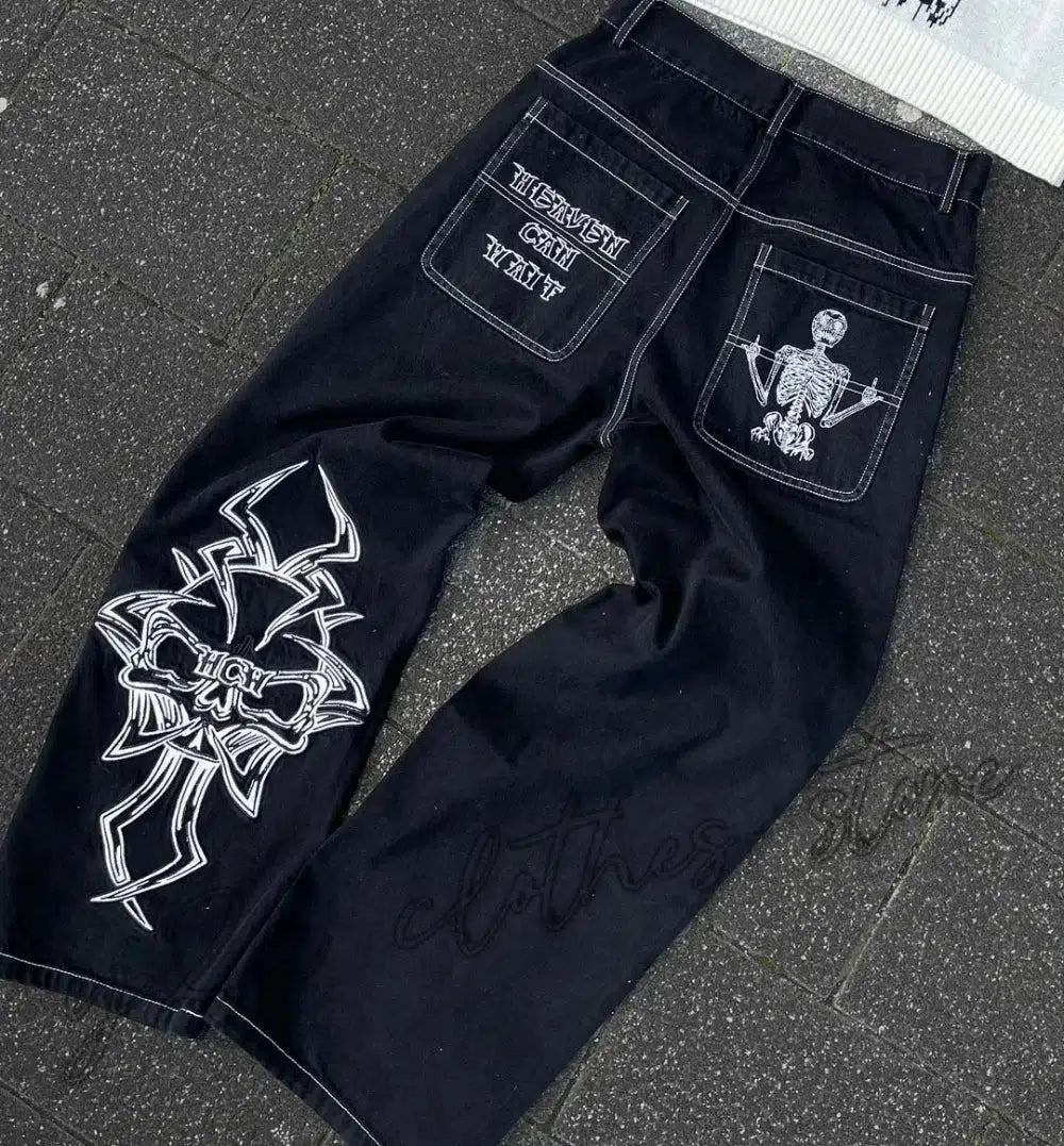 Embroidered Baggy Jeans — dettaglio del tessuto