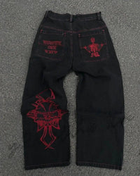Embroidered Baggy Jeans — vista frontale