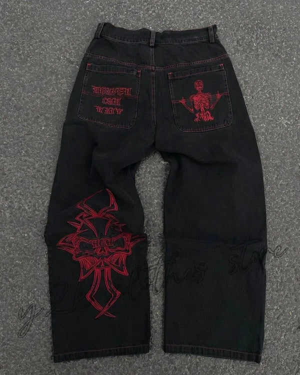 Embroidered Baggy Jeans — vista frontale