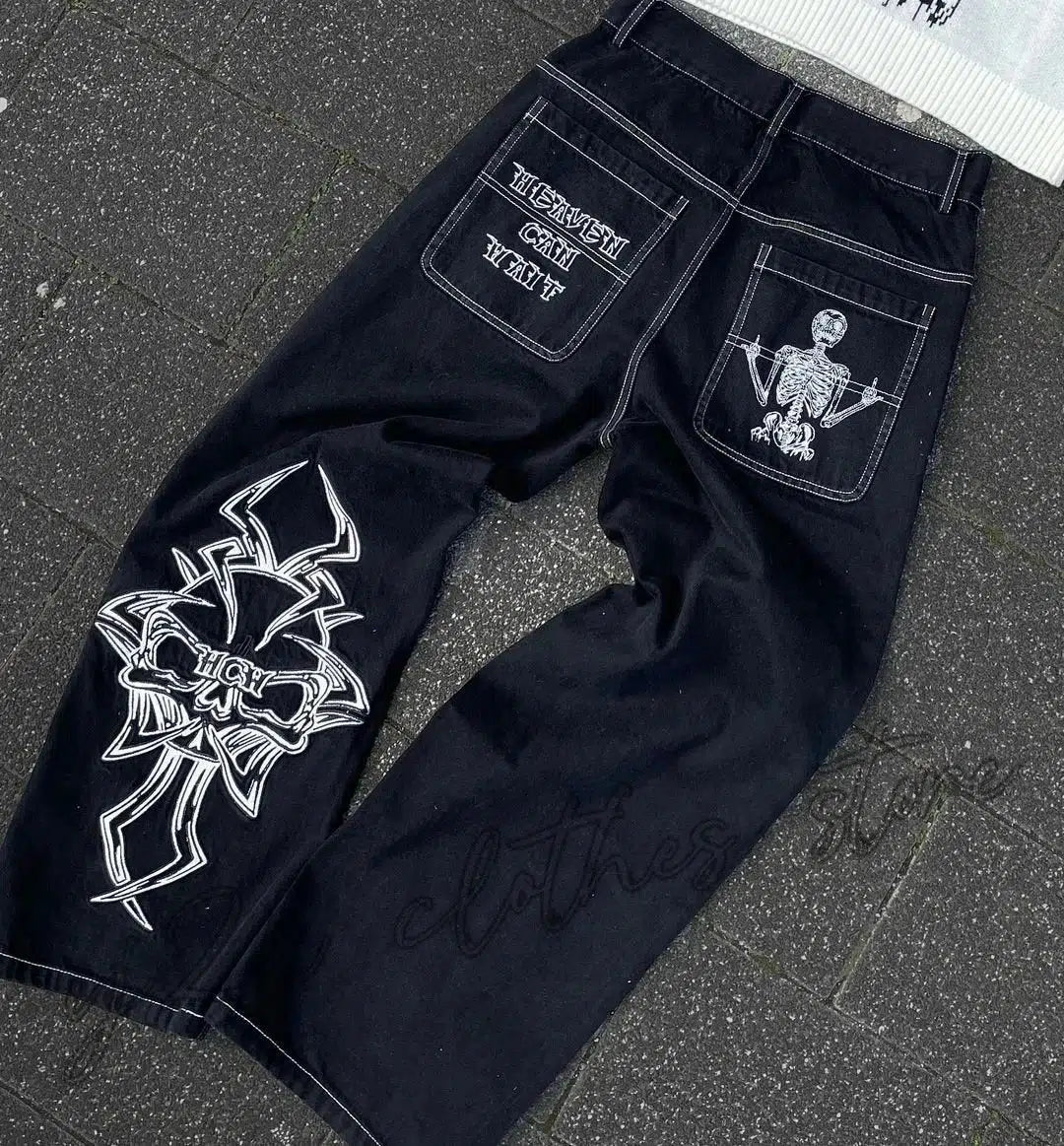 Embroidered Baggy Jeans — vista posteriore