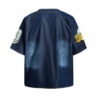 Embroidered Baseball Denim Jersey — vista posteriore