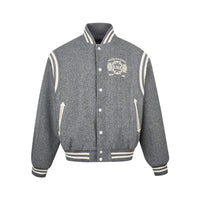 Embroidered Button Varsity Jacket — vista frontale