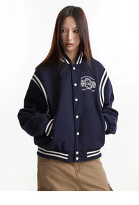 Embroidered Button Varsity Jacket — dettaglio