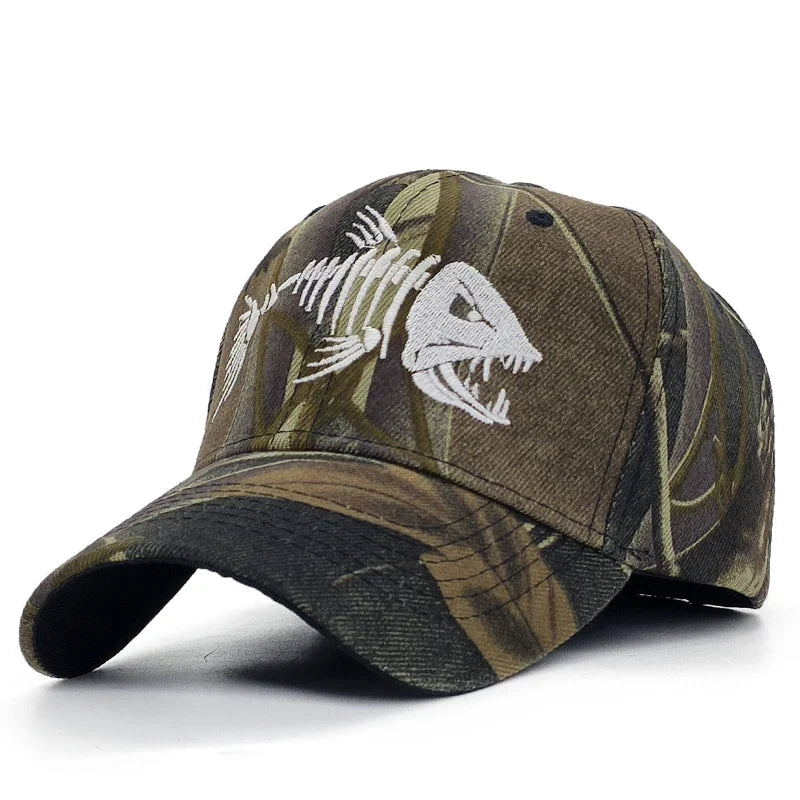 Embroidered Fish Bone Camo Baseball Cap — vista posteriore