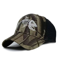 Embroidered Fish Bone Camo Baseball Cap — dettaglio