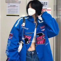 Embroidered Graphic Varsity Jacket — vista frontale