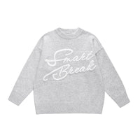 Embroidered Letters Long Sleeve Sweater — vista frontale