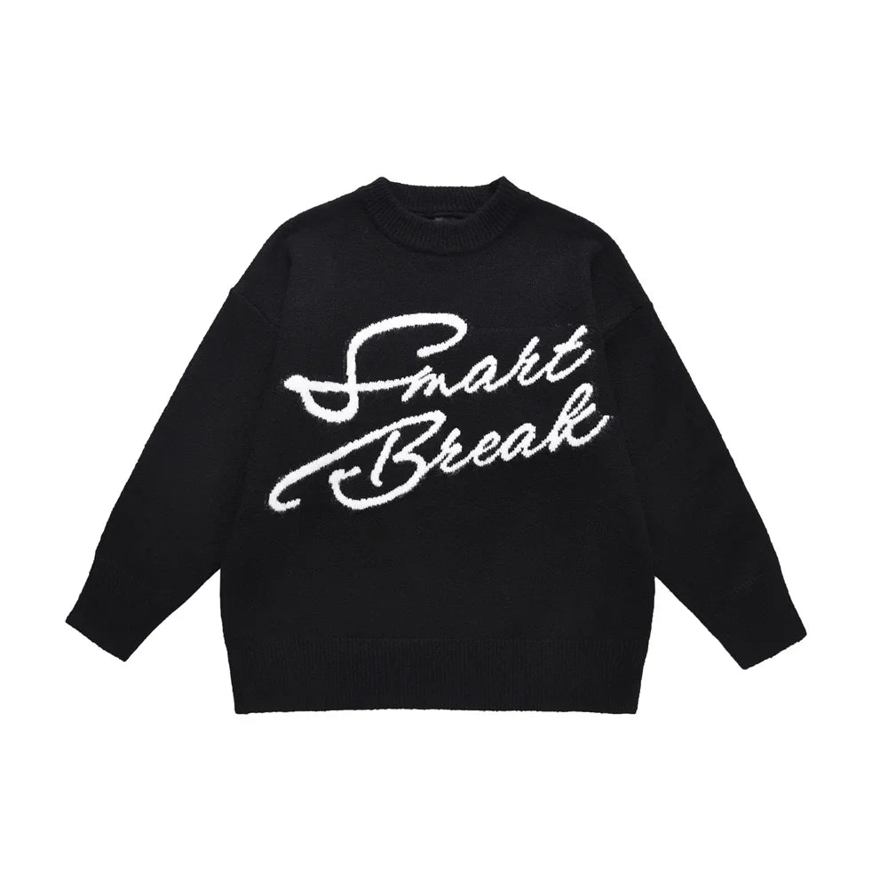 Embroidered Letters Long Sleeve Sweater — vista posteriore