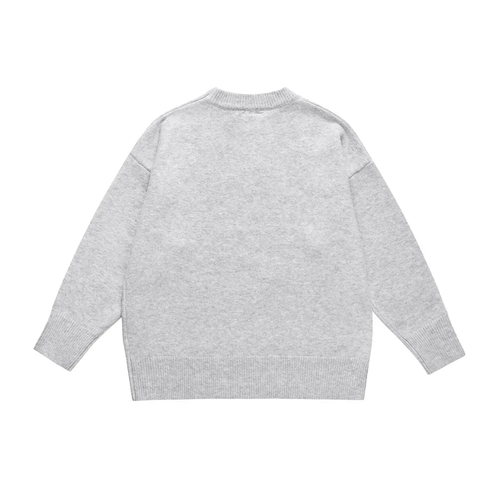 Embroidered Letters Long Sleeve Sweater — vista laterale