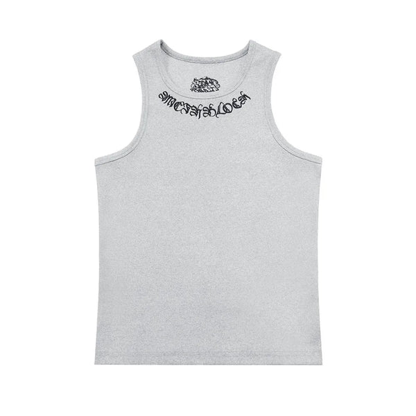 Y2K Embroidered Neck-Line Tank Top