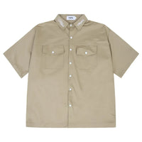 Embroidered Safari Style Work Shirt — vista frontale