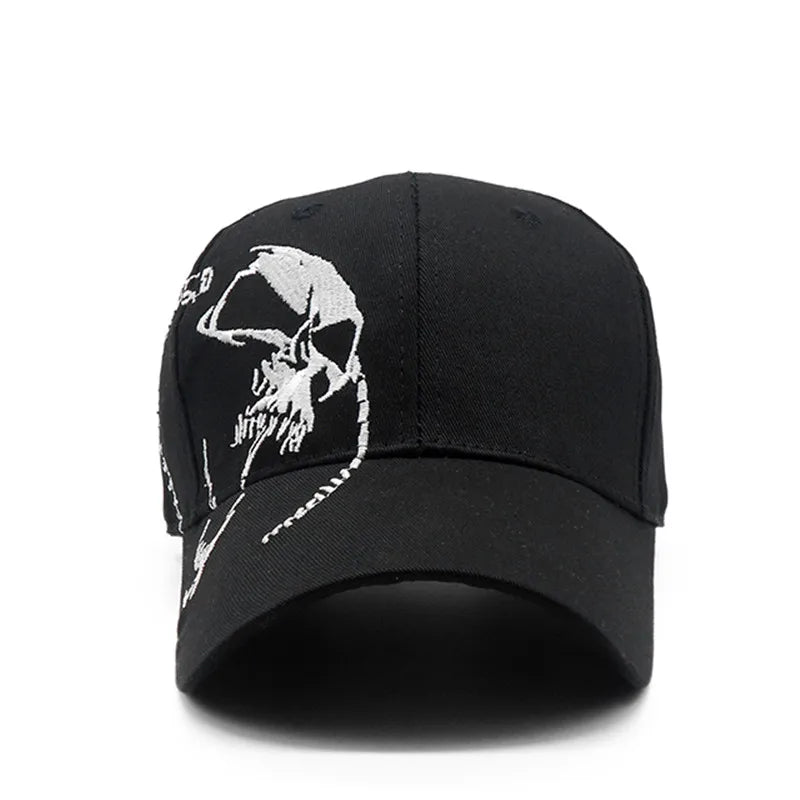 Embroidered Screaming Skull Baseball Cap — vista laterale